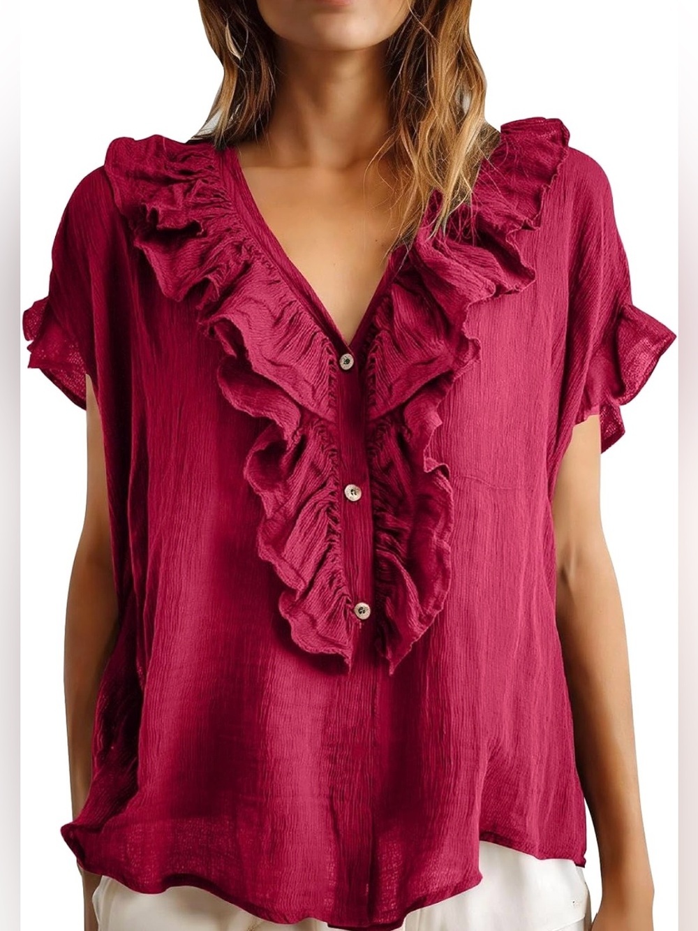 NEW Generic Women’s Ruffle Short Sleeve Top
